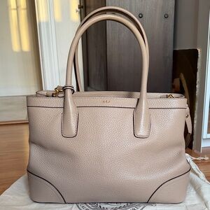 AUTHENTIC Polo Ralph Lauren Elegant Beige Leather Tote Bag